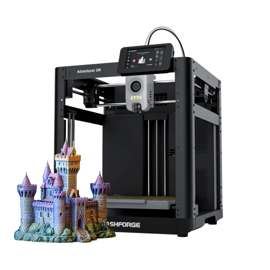 adventurer 5m 3d printer with castle model