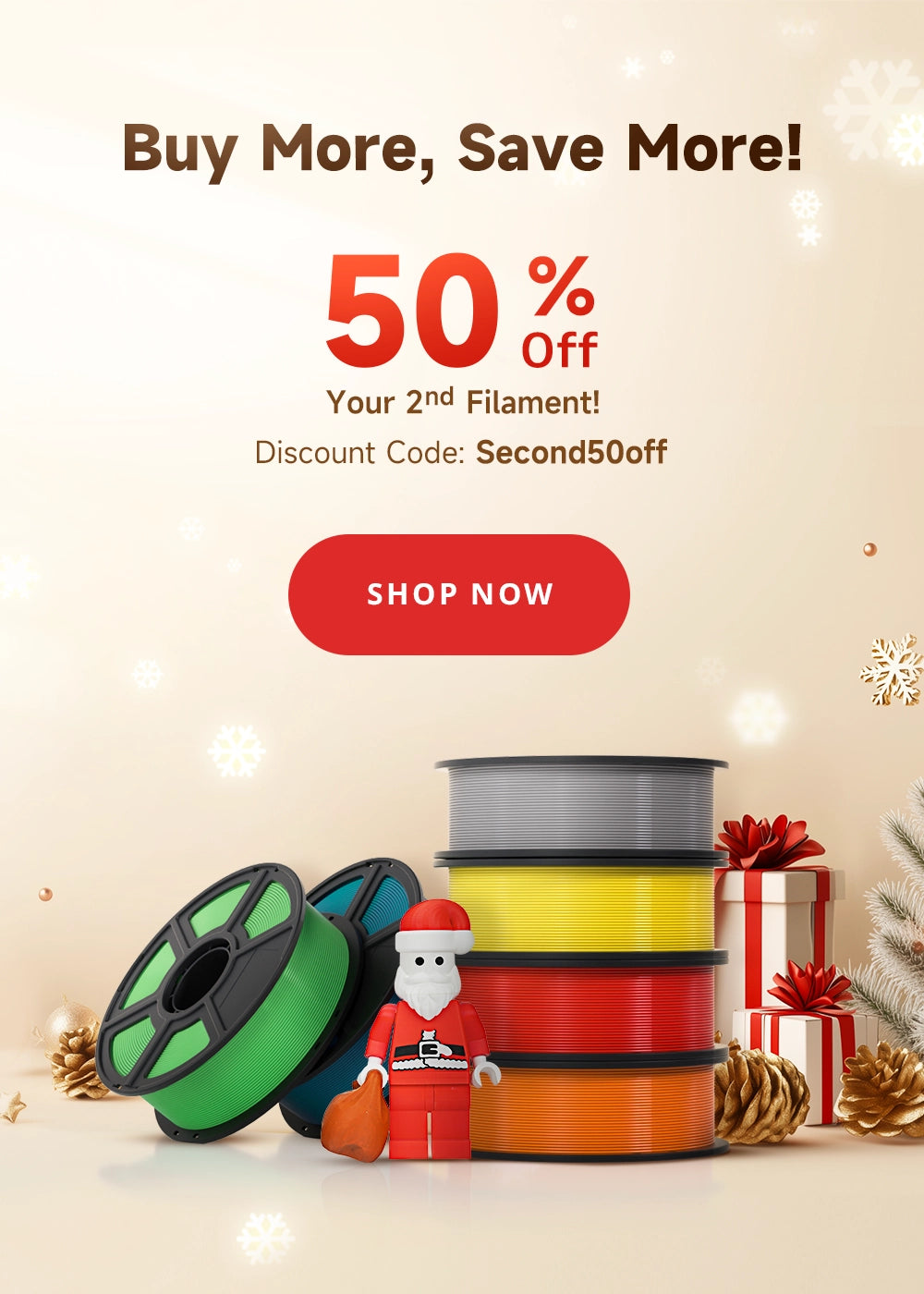 50% off your 2nd filament