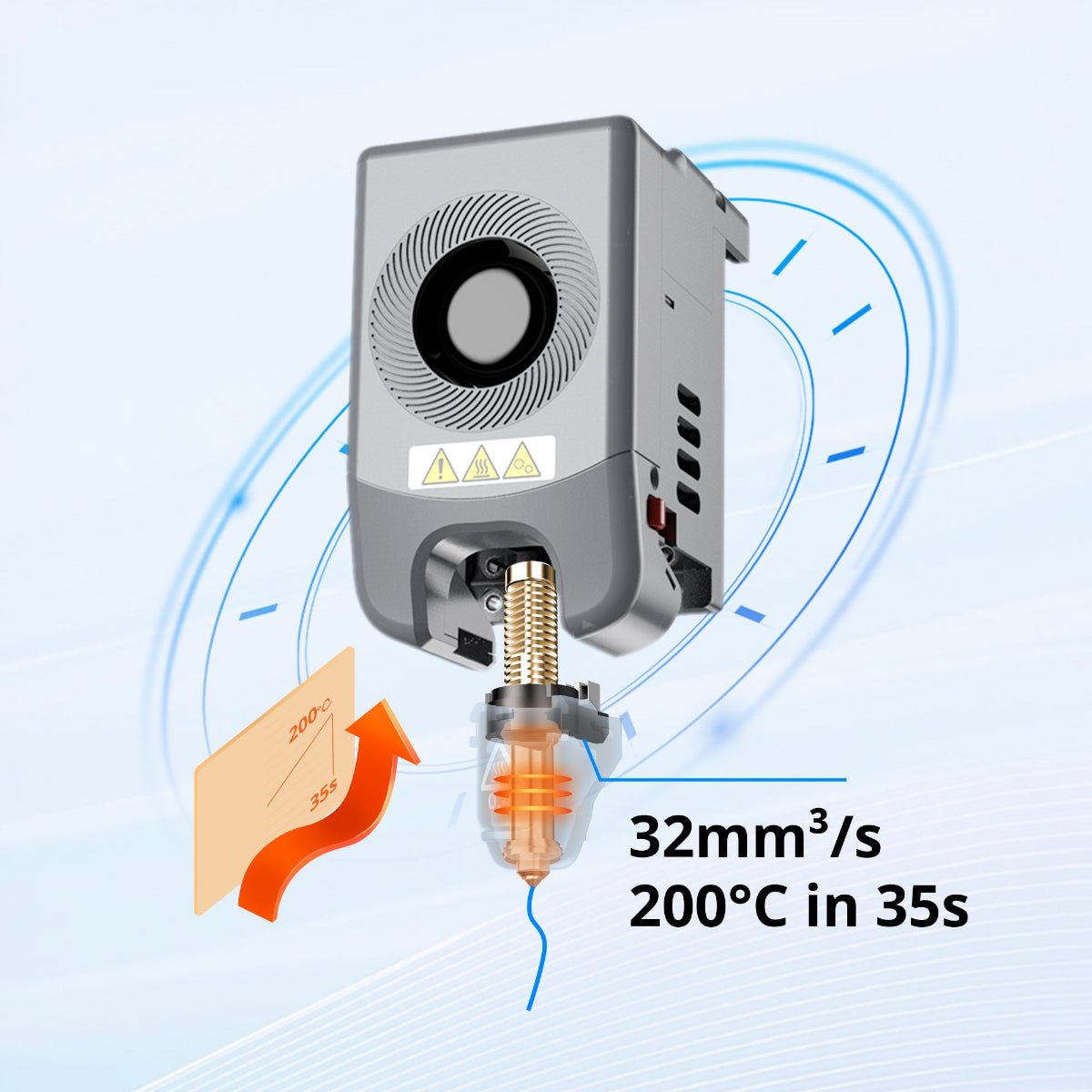 AD5M Pro's extruder can heat up to 200°C in just 35 seconds