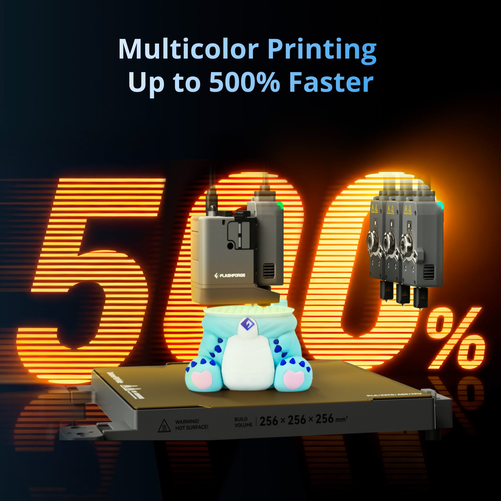 Flashforge Creator 5 4-Toolheads Multi-Color 3D Printer | 500% Faster, Zero Purge Waste