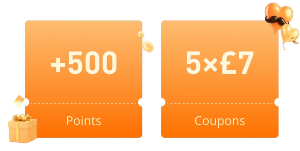 500 Points and 5 x $10 Coupons